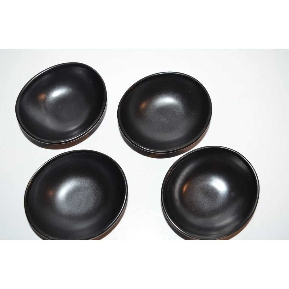 Crate And Barrel Aaron Probyn Brown Ceramic Condiment Dipping Prep Bowl set of 4